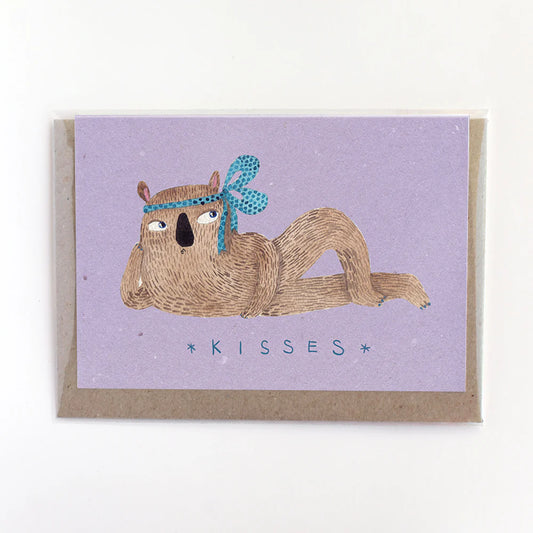 Surfing Sloth Card - Wombat Kisses