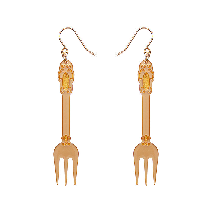 Erstwilder x Katherine Sabbath Fork, Please! Drop Earrings - Gold