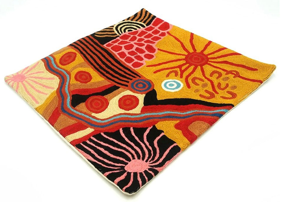 Better World Arts - Woollen Cushion Cover, Damien and Yilpi Marks