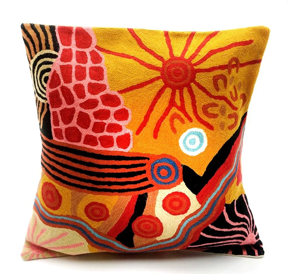 Better World Arts - Woollen Cushion Cover, Damien and Yilpi Marks