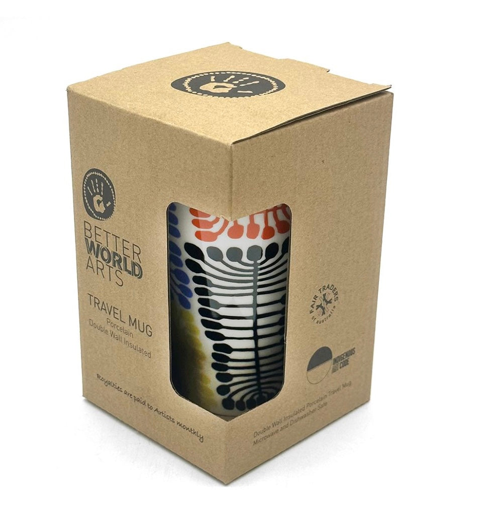 Better World Arts - Ceramic Travel Mug, Mitjili Napurrula