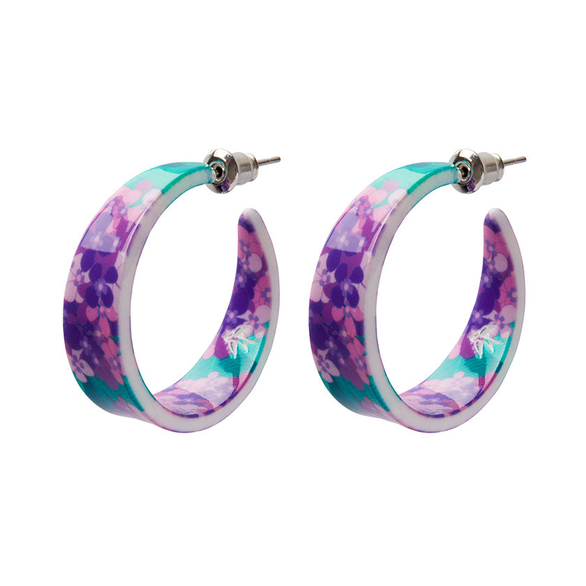 Erstwilder x Jocelyn Proust Hydrangea Hoop Stud Earrings- Purple