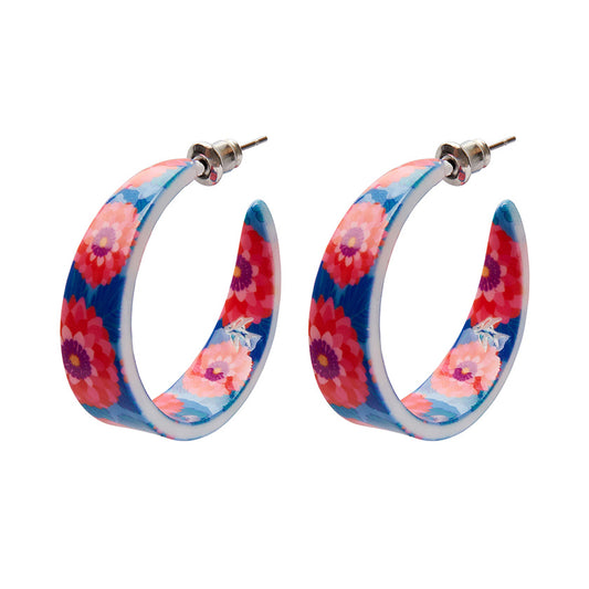 Erstwilder x Jocelyn Proust Dahlia Hoop Stud Earrings - Pink