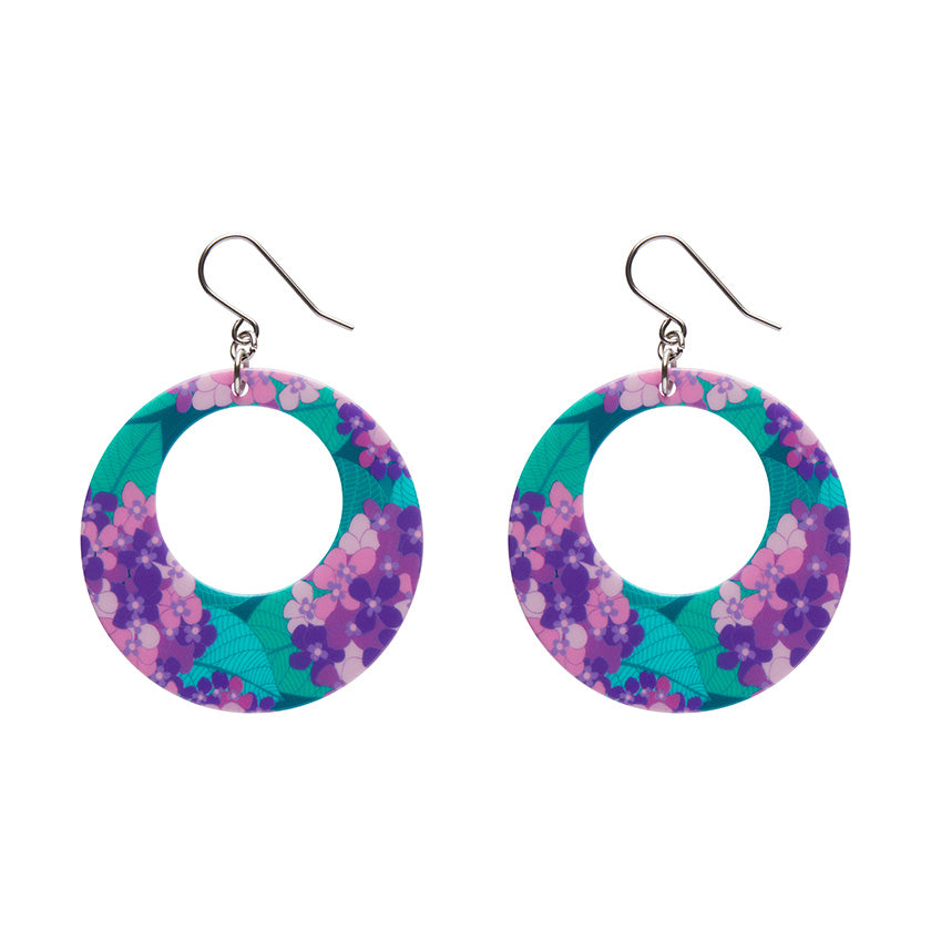 Erstwilder x Jocelyn Proust Hydrangea Circle Drop Earrings - Purple