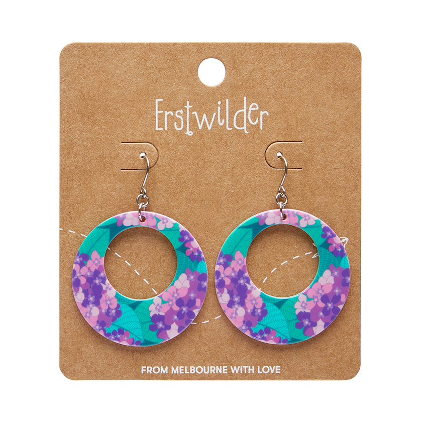 Erstwilder x Jocelyn Proust Hydrangea Circle Drop Earrings - Purple