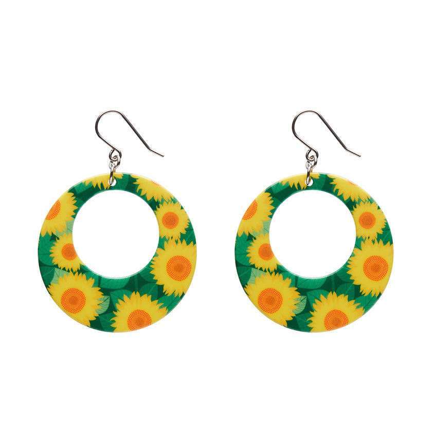 Erstwilder x Jocelyn Proust Sunflower Circle Drop Earrings - Yellow