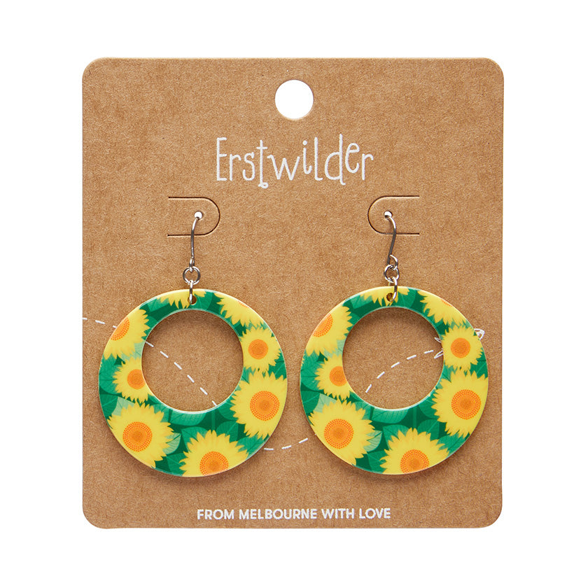 Erstwilder x Jocelyn Proust Sunflower Circle Drop Earrings - Yellow