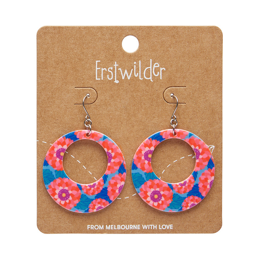 Erstwilder x Jocelyn Proust Dahlia Circle Drop Earrings - Pink