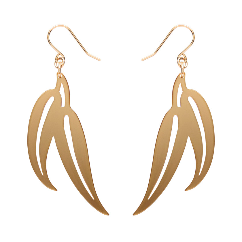 Erstwilder Gum Leaf Drop Earrings - Gold