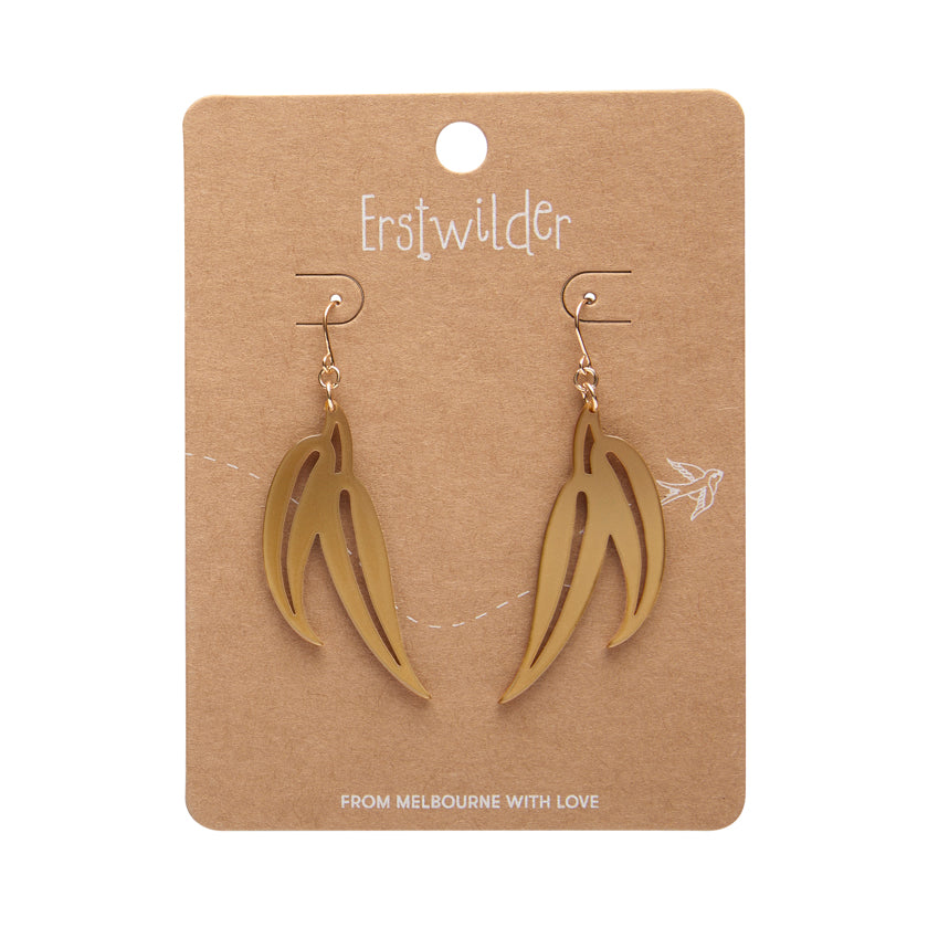 Erstwilder Gum Leaf Drop Earrings - Gold