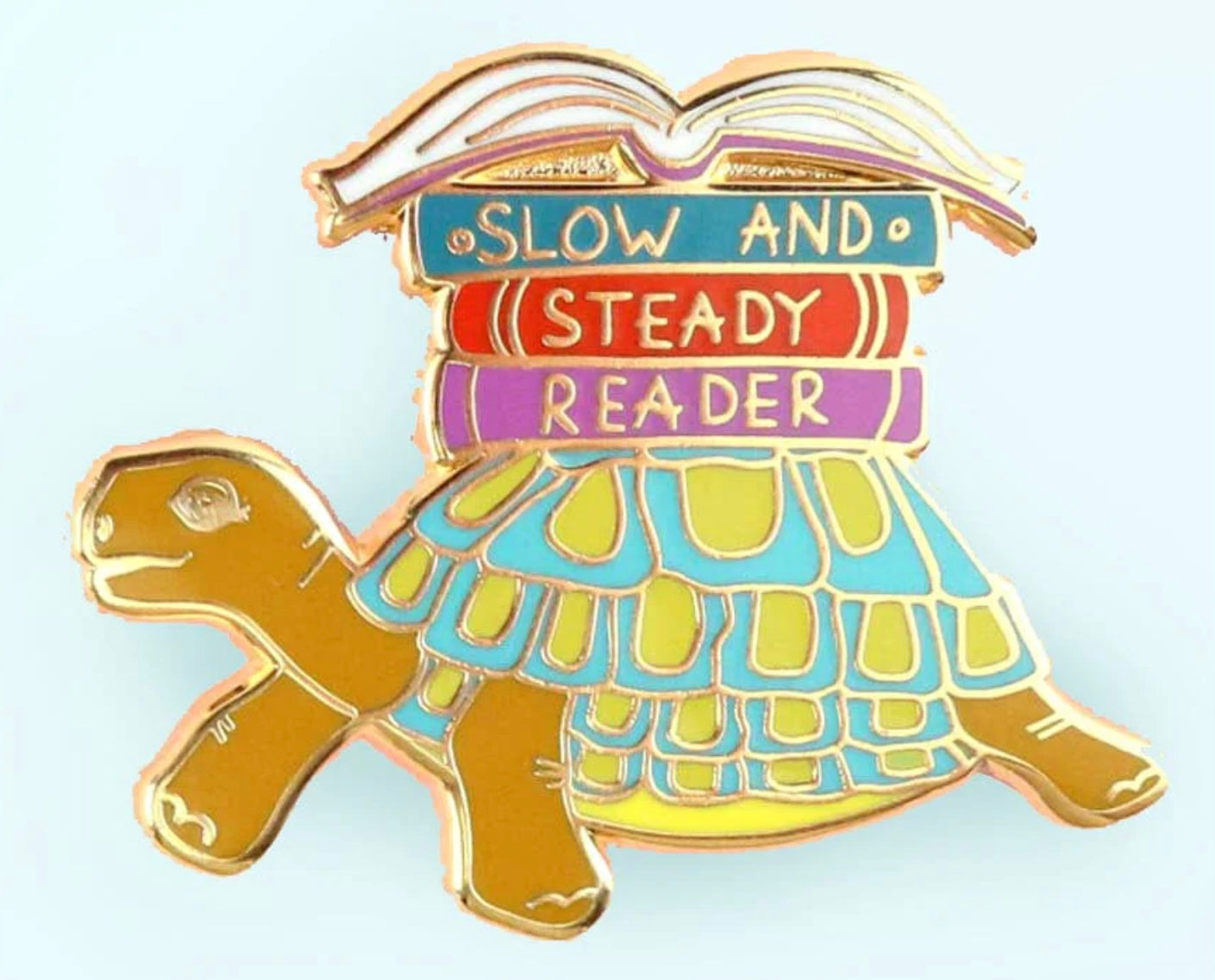 Jubly-Umph Lapel Pin Slow and Steady Reader Tortoise