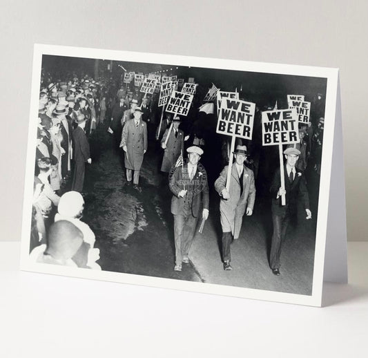 Retro Print Merchants Card - We Want Beer