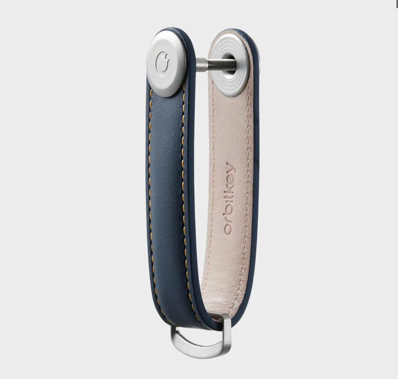 Orbitkey Organiser Leather - Navy with Tan Stitch