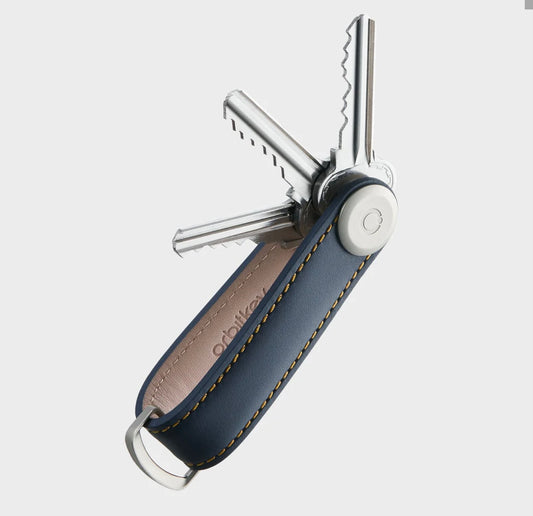 Orbitkey Organiser Leather - Navy with Tan Stitch