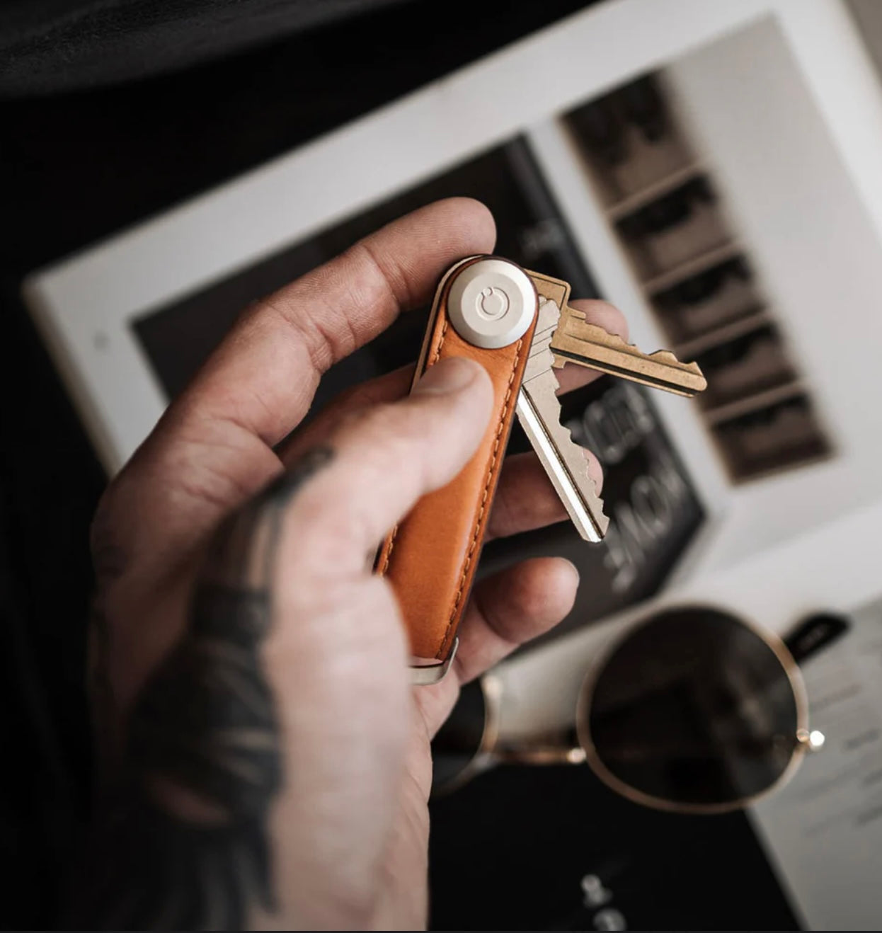 Orbitkey Leather Cognac With Tan Stitching