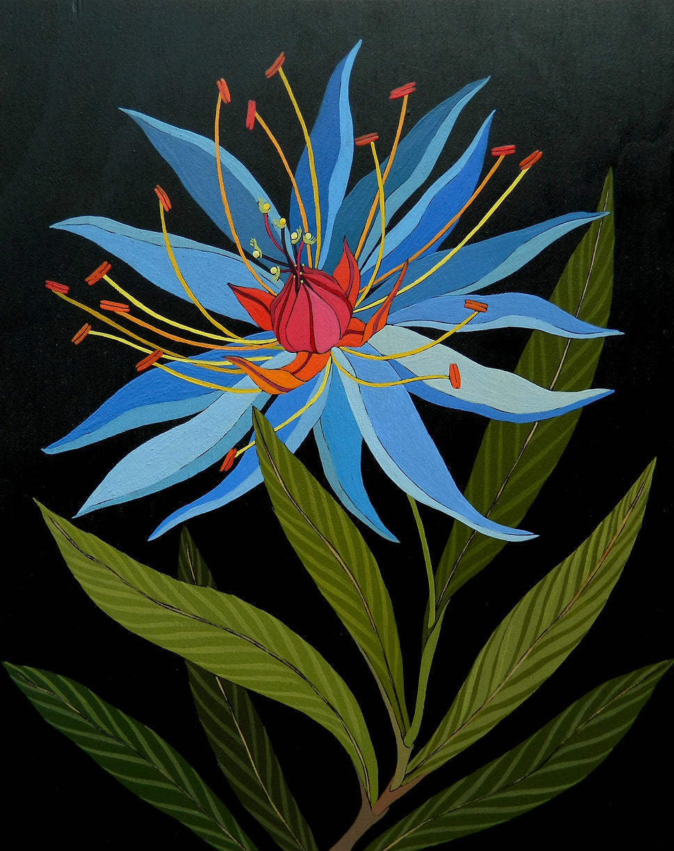 Flowers In Your Hair Print - Blue Flower