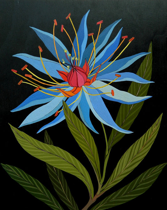 Flowers In Your Hair Print - Blue Flower