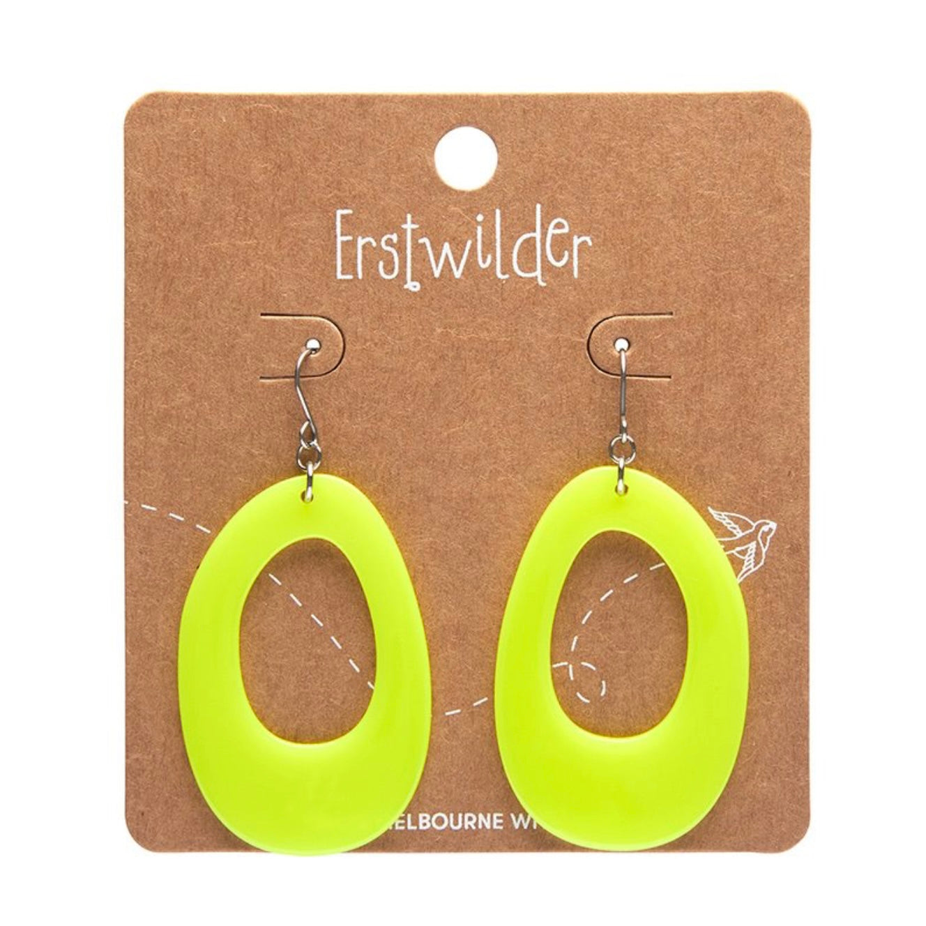 Erstwilder Bold Hoop Solid Drop Earrings - Neon Yellow