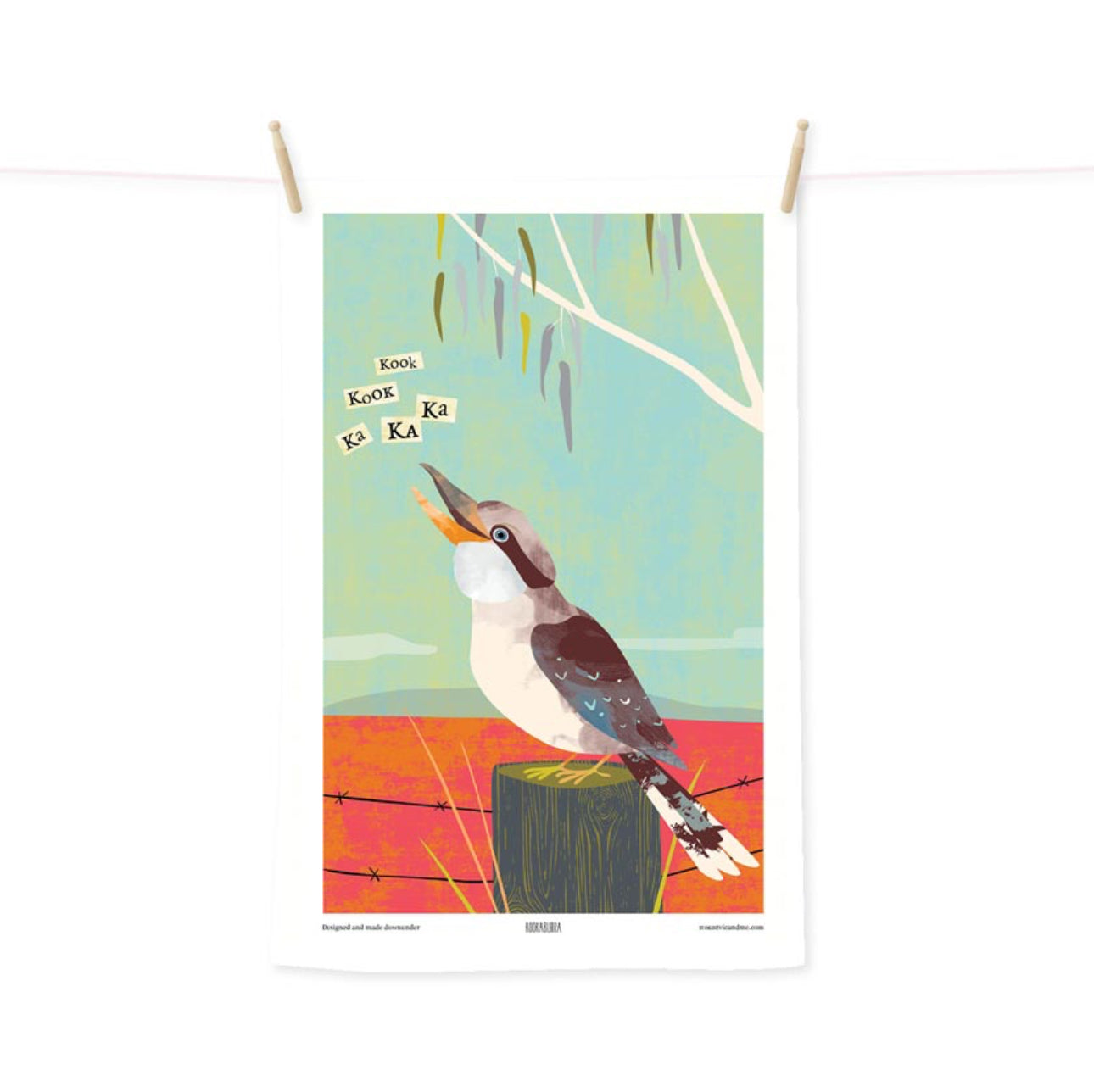 Mount Vic and Me Kookaburra Talk Tea Towel