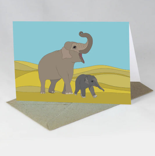 Red Parka- Indian Elephant Card