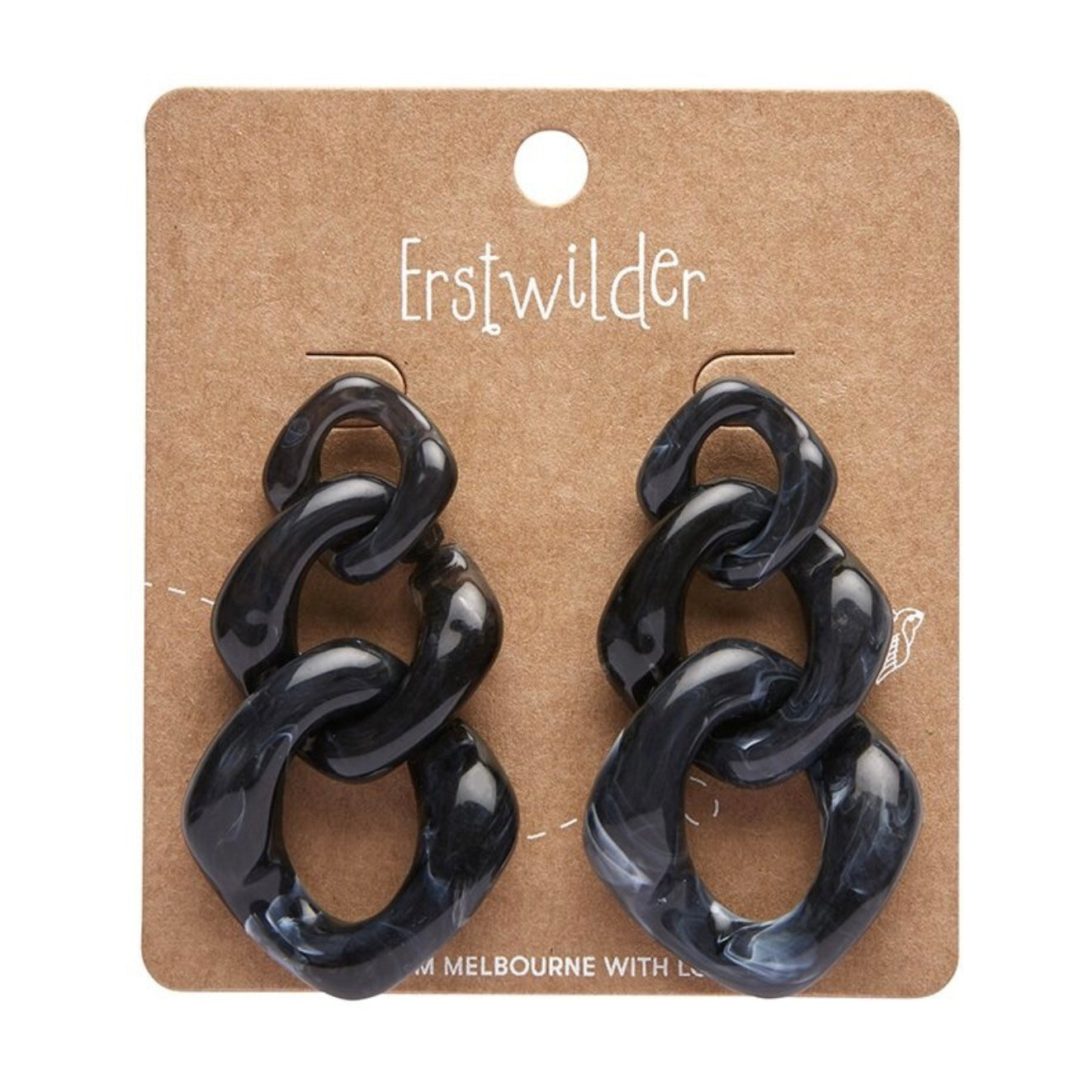 Erstwilder Statement Marble Chain Earrings - Black