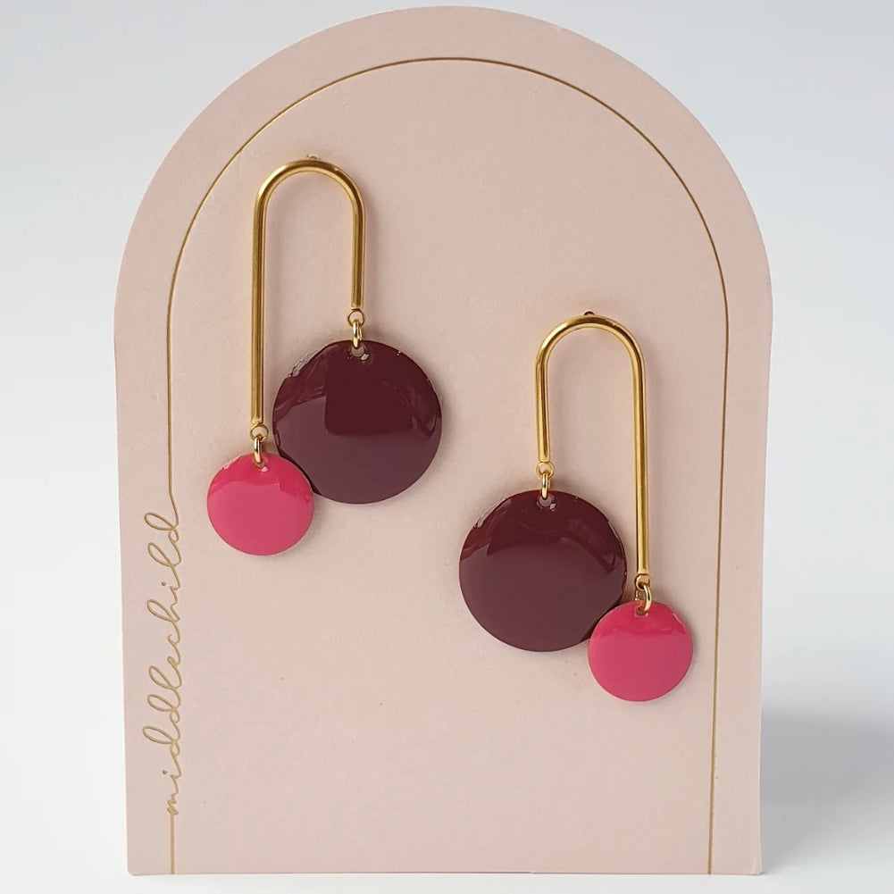 Middle Child Earrings Bubbles - Bordo