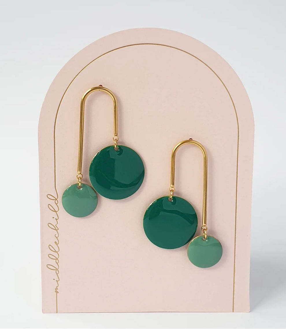 Middle Child Earrings Bubbles - Mallard Green