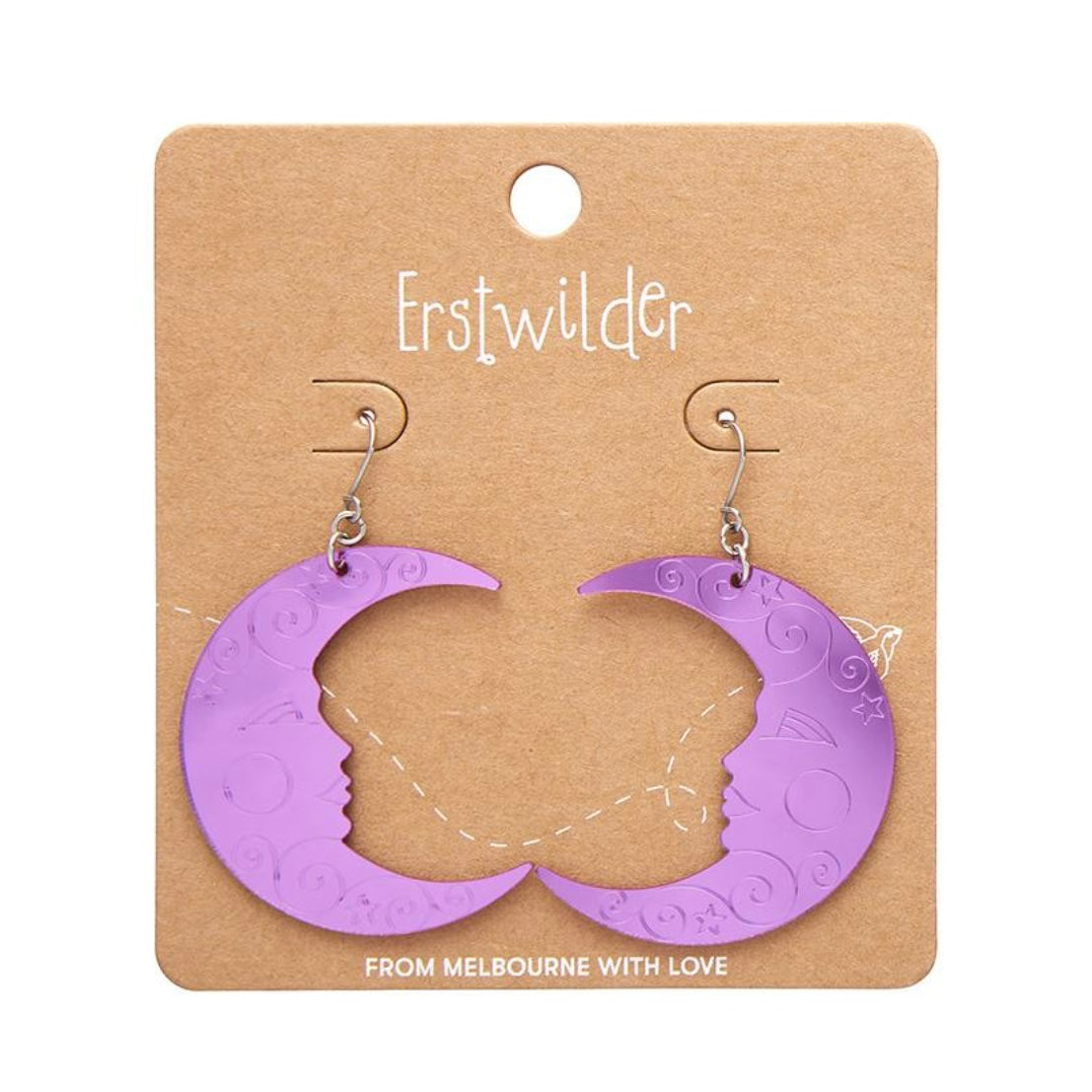 Erstwilder Moon Mirror Drop Earrings - Purple