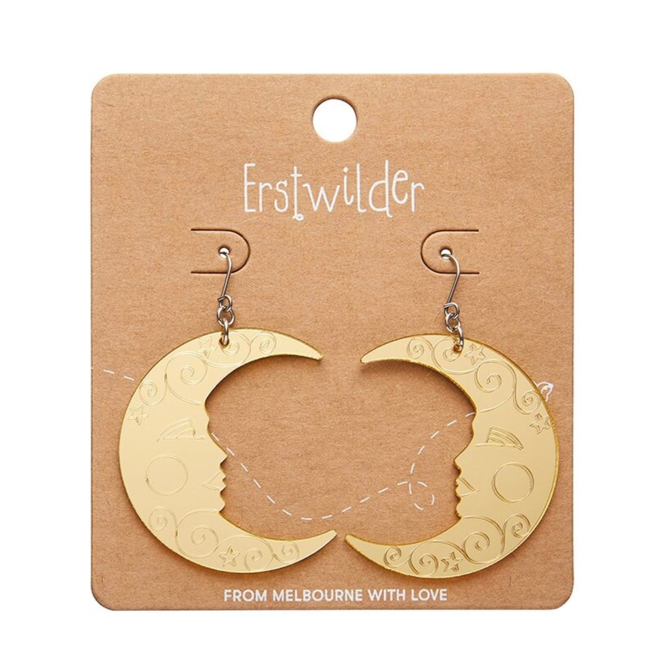 Erstwilder Moon Mirror Drop Earrings - Gold