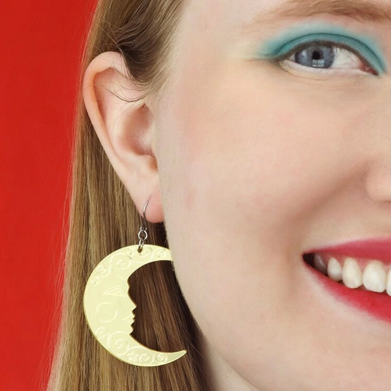 Erstwilder Moon Mirror Drop Earrings - Gold