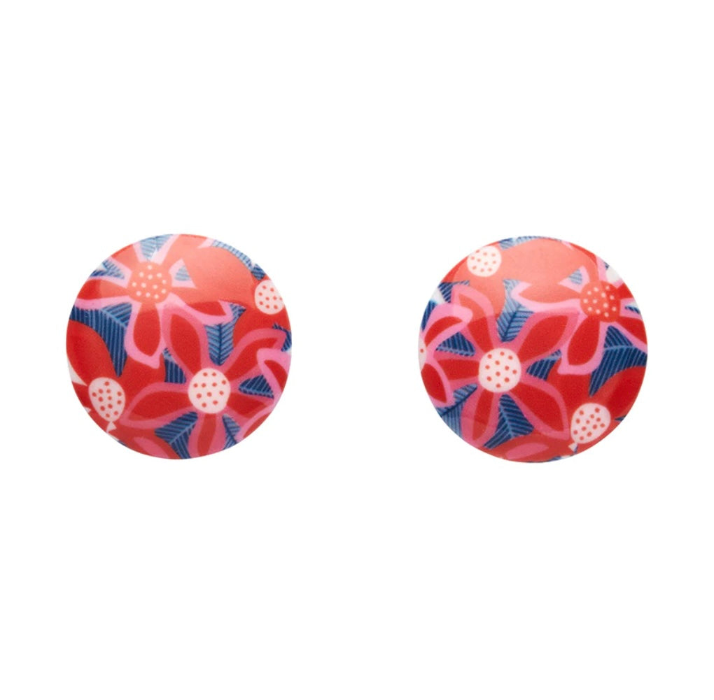 Erstwilder Christmas Bush Rounded Stud Earrings - Red