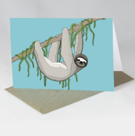 Red Parka - Endangered Animal Card, Pygmy Three-toed Sloth