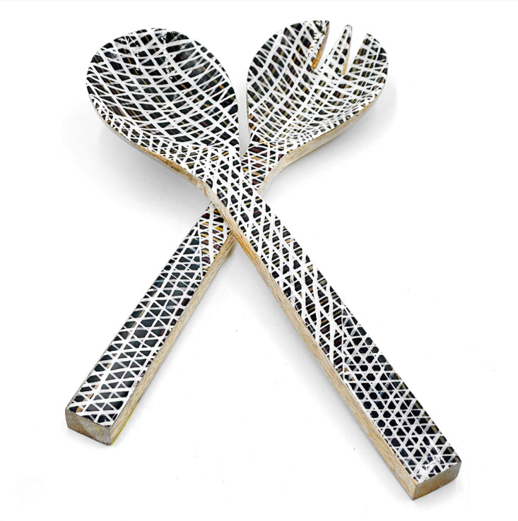 Better World Arts Wooden Salad Server Set Artist Paulina Puruntatame