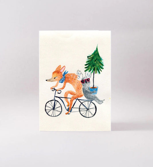 Surfing Sloth Christmas Card Bike Ride