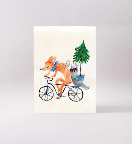 Surfing Sloth Card - Christmas Bike Ride