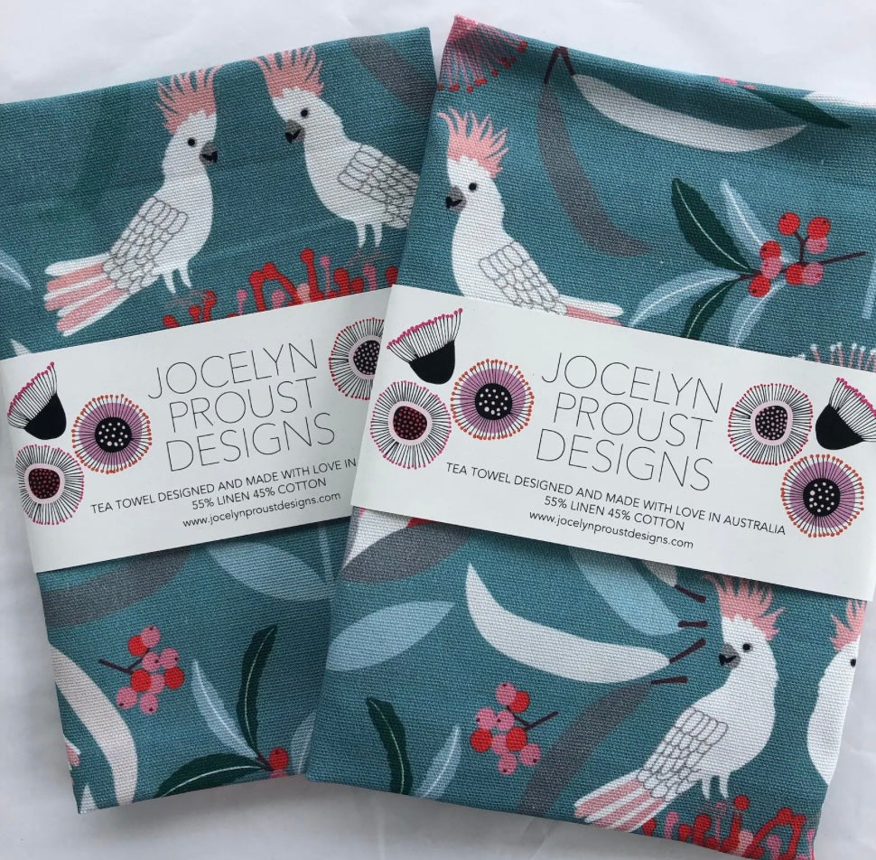 Jocelyn Proust Designs Tea Towel - Australian Christmas Birds in Green