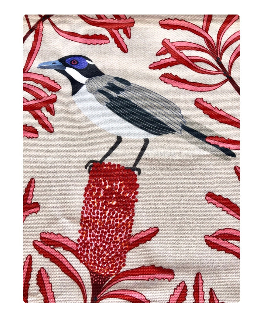 Jocelyn Proust Designs Tea Towel - Blue Faced Honeyeater on Red