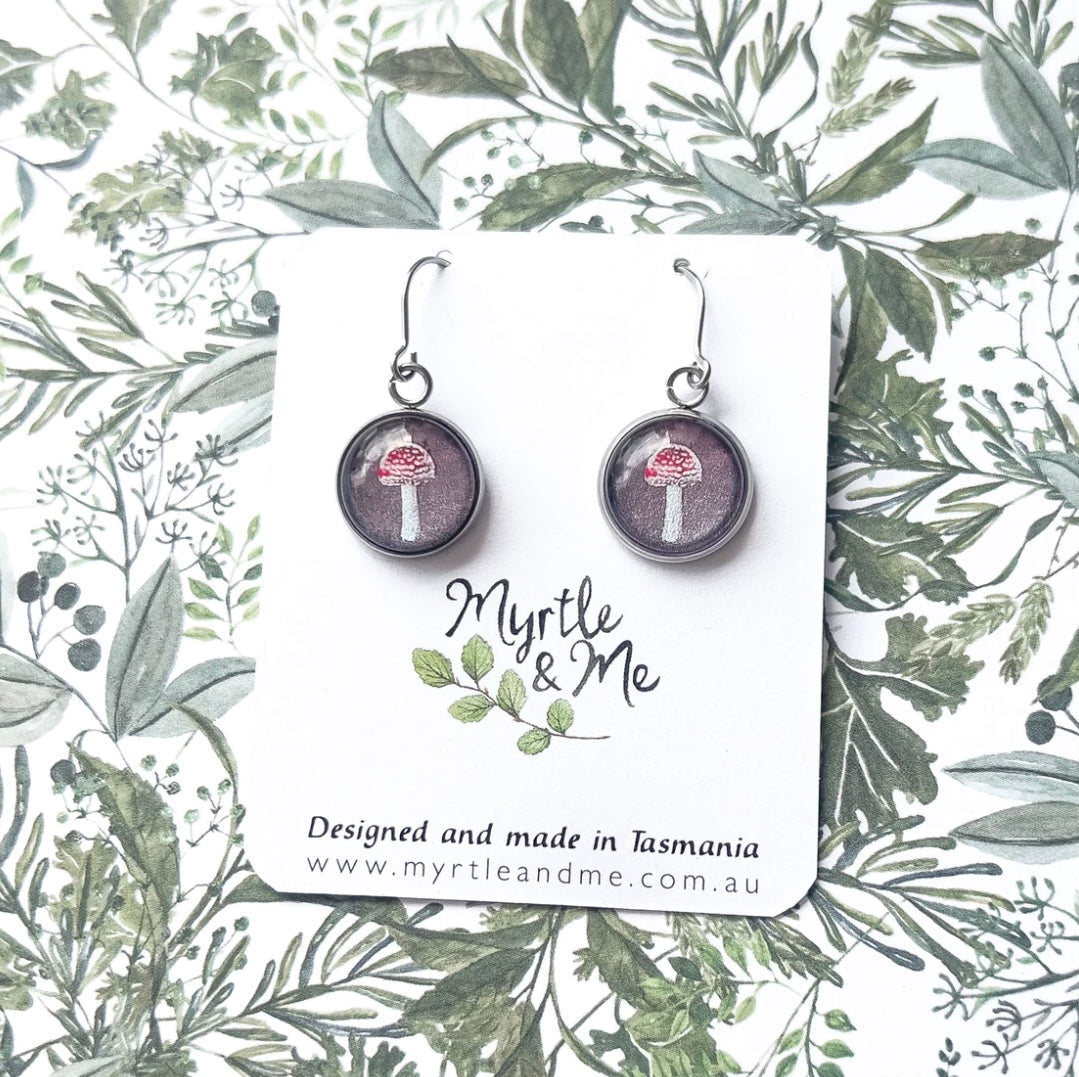 Myrtle and Me Drop Earrings Amanita Muscaria