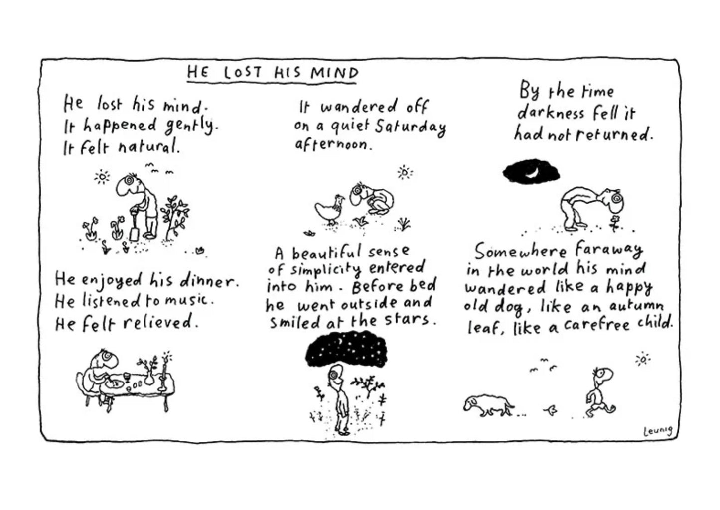 Michael Leunig Print - He Lost His Mind