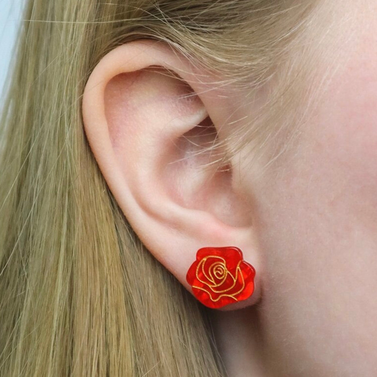 Erstwilder - Eternal Rose Stud Earrings (Red)