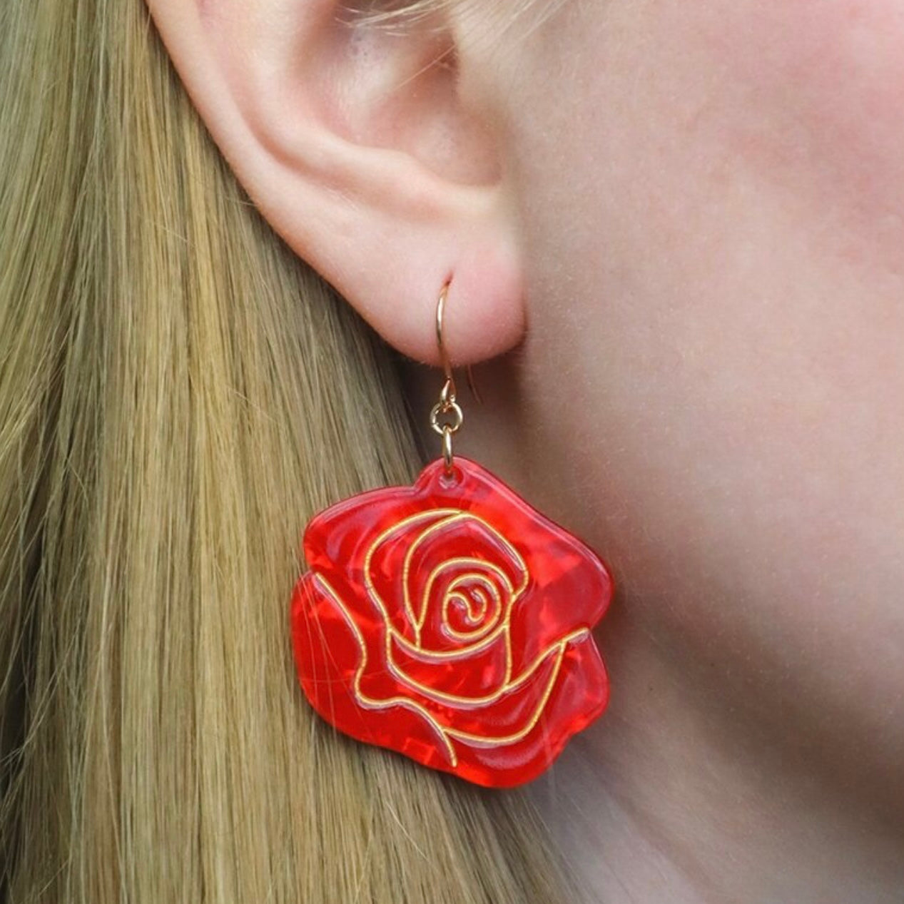 Erstwilder - Eternal Rose Drop Earrings (Red)