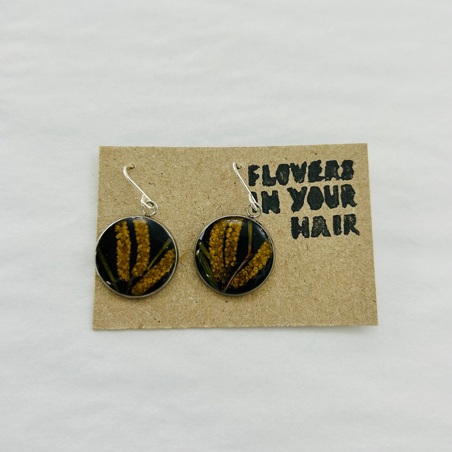 Flowers In Your Hair Drop Earrings - Medium Round, Black Acacia