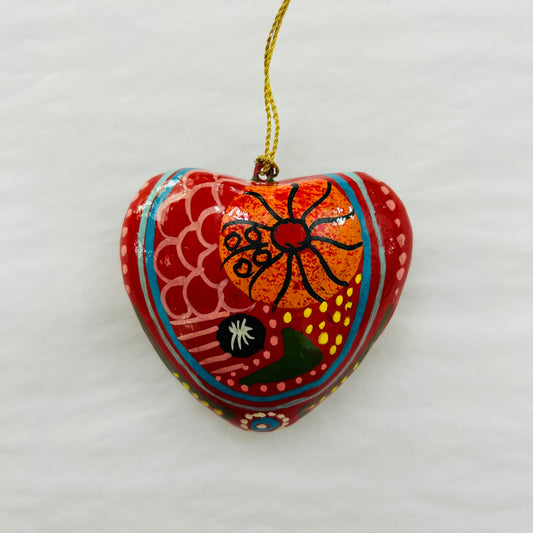 Better World Arts Lacquerware Decorative Heart #2 - Artist Damien & Yilpi Marks