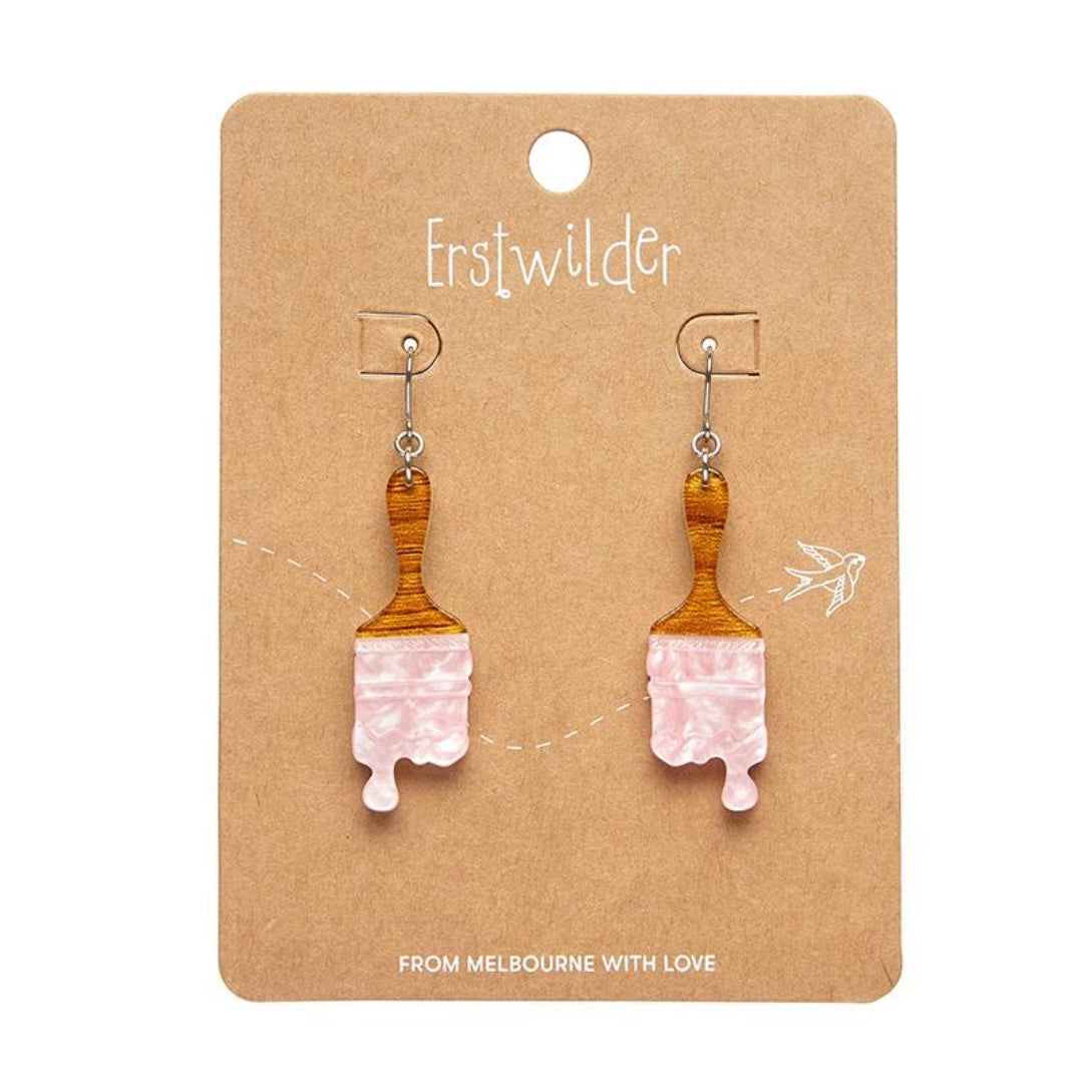 Erstwilder Paint Brush Ripple Drop Earrings - Pink