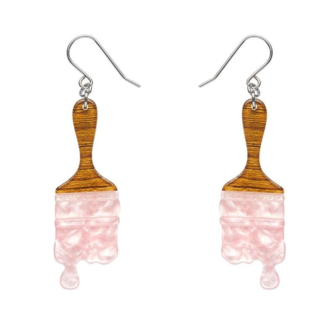 Erstwilder Paint Brush Ripple Drop Earrings - Pink