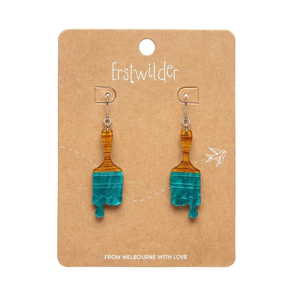 Erstwilder Paint Brush Ripple Drop Earrings - Teal