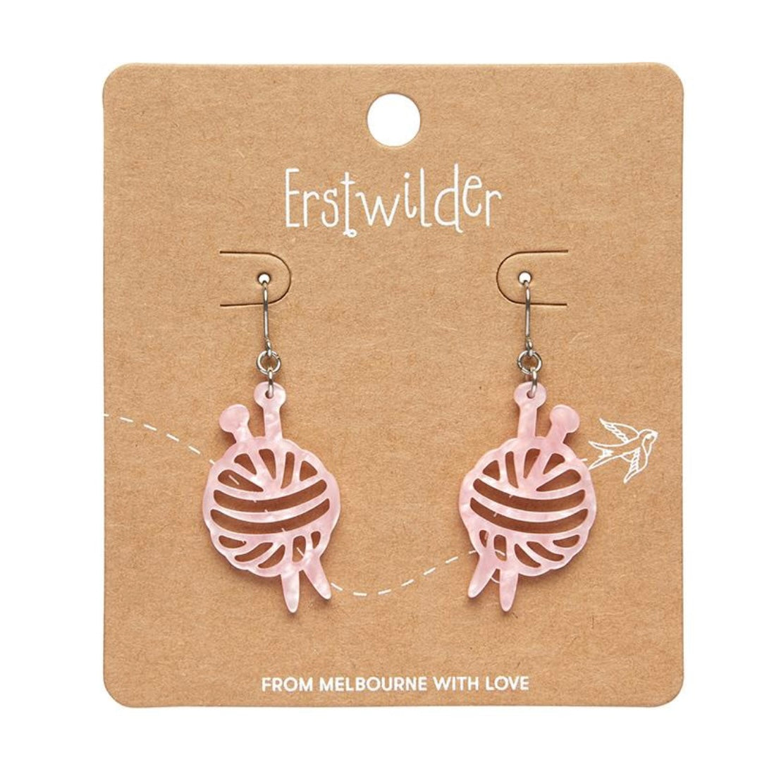 Erstwilder Ball of Yarn Ripple Drop Earrings - Pink