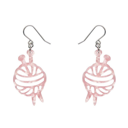 Erstwilder Ball of Yarn Ripple Drop Earrings - Pink