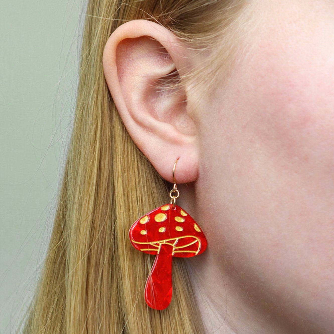 Erstwilder Mushroom Drop Earrings (Red)