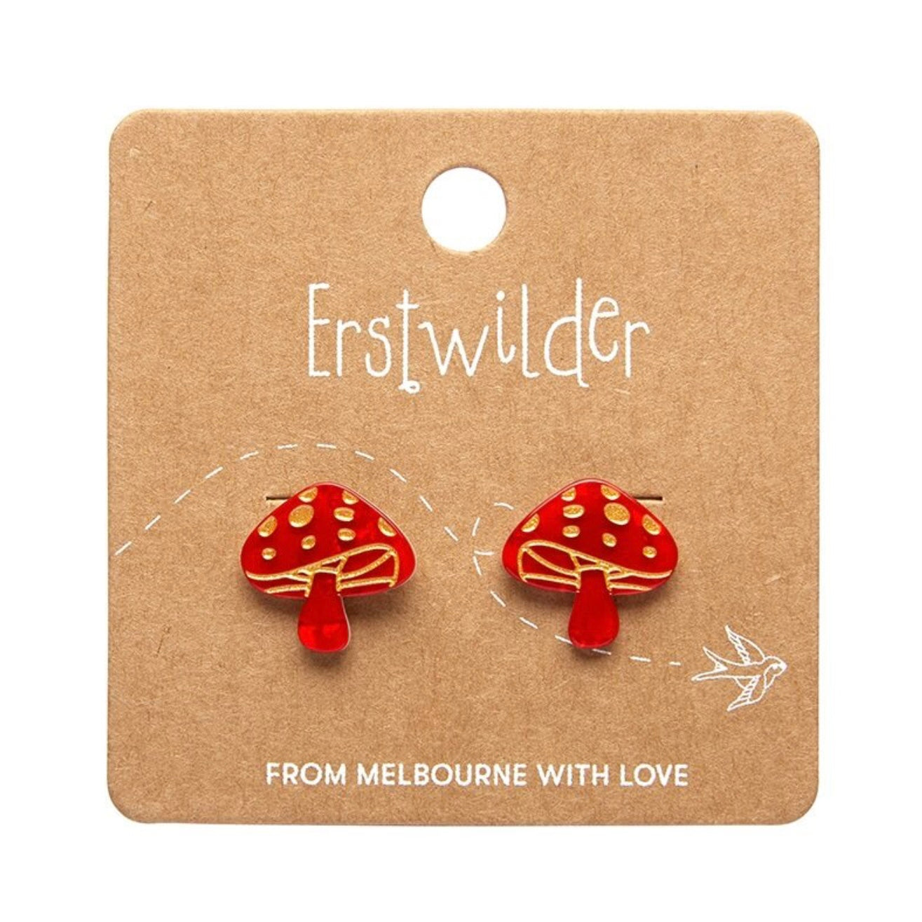 Erstwilder Mushroom Stud Earrings (Red)